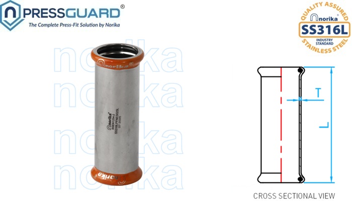 Stainless Steel 316L Press Fit Long Equal Socket